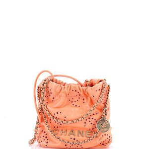 Chanel Mini 22 Chain Hobo CC Eyelet Embroidered Calfskin